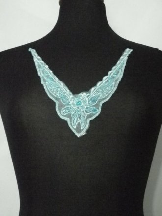 Beaded Sequin Neck Piece- Turquoise Blue EM132 TQBL