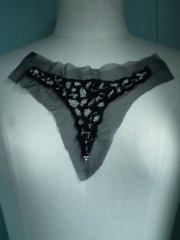 Beaded Sequin Silver Neck Piece- Black EM149 BKSLV
