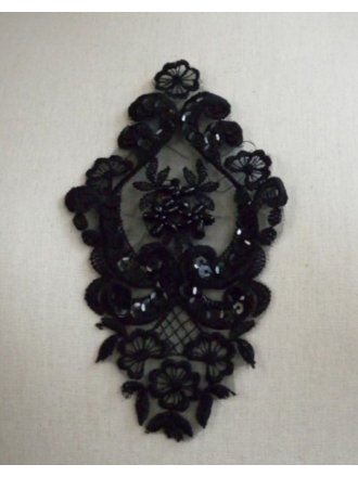 Beaded Sequins Applique- Black EM143 BK