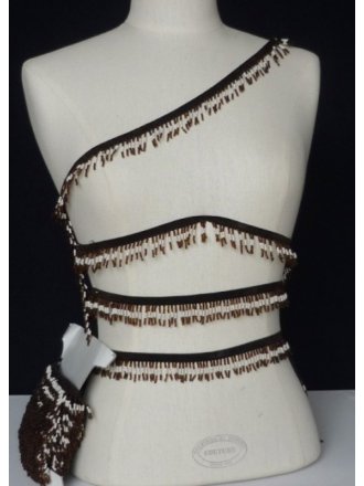 Beaded Tassel Fringe Trim Decoration- Ethnic Brown/Cream TS14 BRCRM