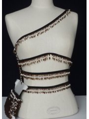 Beaded Tassel Fringe Trim Decoration- Ethnic Brown/Cream TS14 BRCRM