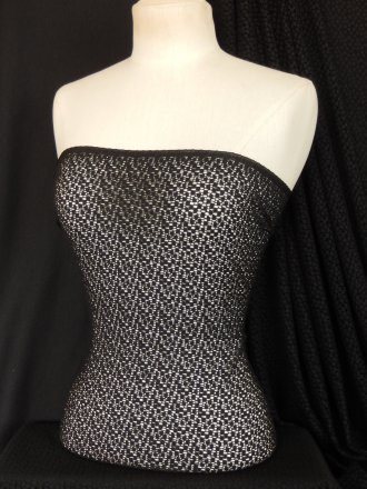 Black Circle Design 4 Way Stretch Lace Fabric