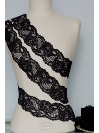 Black Floral Scalloped Lace Trimming