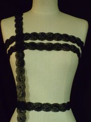 Black Floral Scalloped Stretch Lace Trim