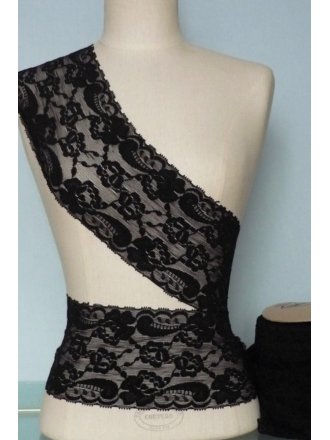 Black Flower Design Wide Lace Trimming