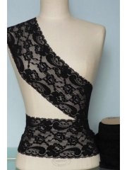 Black Flower Design Wide Lace Trimming