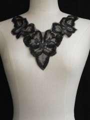 Black Flower Sequin Neck Piece