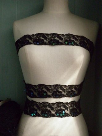 Black Hologram Sequin Lace Trimming