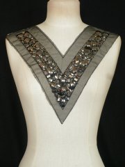 Black Metallic Rhinestone V-Net Neck Piece