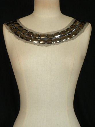 Black Metallic Stoned Net Neck Piece