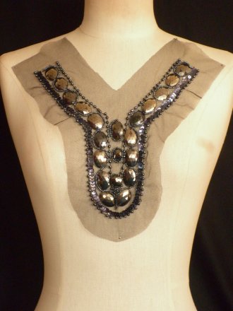 Black/Navy Stoned Sequin Net Neck Piece