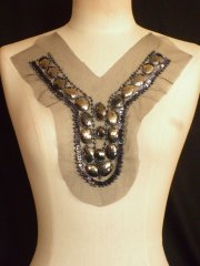 Black/Navy Stoned Sequin Net Neck Piece