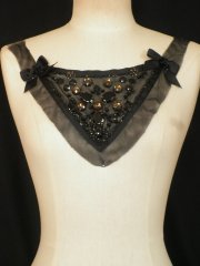 Black Rhine-Studded Ribbon Net Neck Piece