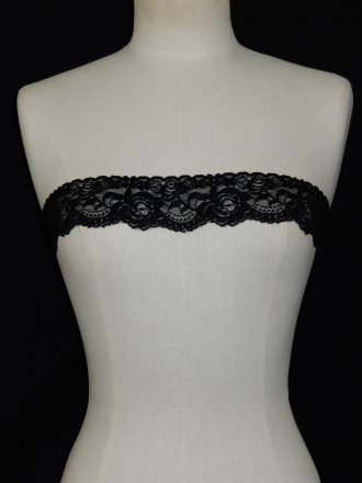 Black Rose Design Stretch Lace Trim