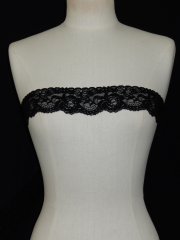 Black Rose Design Stretch Lace Trim