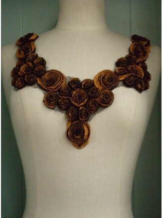 Black/Rust Orange Swirl Rose Neck Piece