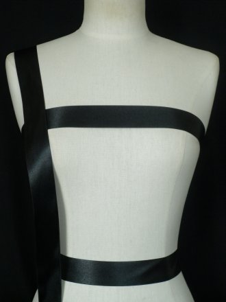 Black Satin Wide Ribbon Trim
