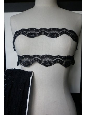 Black Sequin Scalloped Trimming