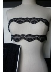 Black Sequin Scalloped Trimming