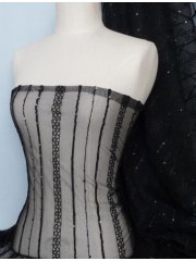 Black Sequins Power Mesh Stretch Fabric