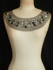 Black/Silver Rhine-Studded Net Neck Piece