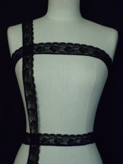 Black Stretch Floral Lace Trim