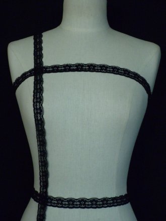 Black Stretch Scalloped Edge Lace Trim