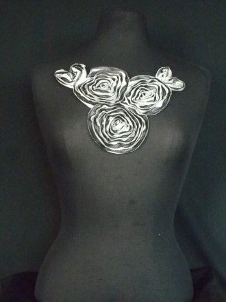 Black/White Rose Ruffle Net Trim