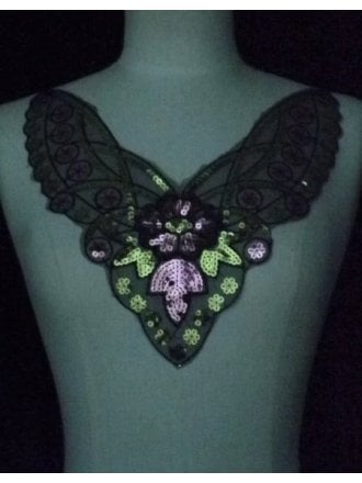 Black With Multi-Coloured Sequin Net Neck Piece