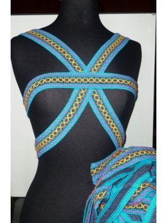 Blue Cotton Print Trim