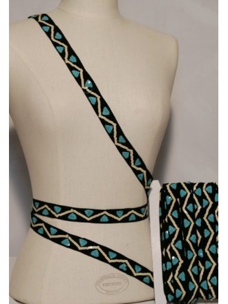 Blue Zig-Zag Sequin Design Trimming