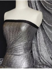 Bodré Crinkle Metallic Foil Stretch Fabric- Silver/Black Q827 SLVBK
