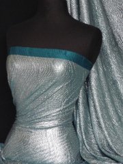 Bodré Crinkle Metallic Foil Stretch Fabric- Teal/Silver Q827 SLVTL