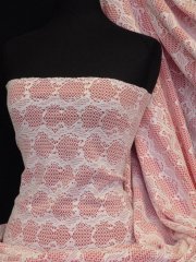 Bonded Lace Two Tone Double Layer Stretch Fabric- Coral Pink Q1162 IVCRL