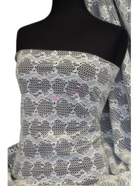 Bonded Lace Two Tone Double Layer Stretch Fabric- Ivory/Black Q1162 IVBK