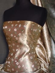 Brocade Japanese Floral Dress Fabric- Light Gold Q610 LTGD