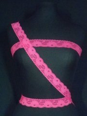 Cerise Pink Floral Lace Trim