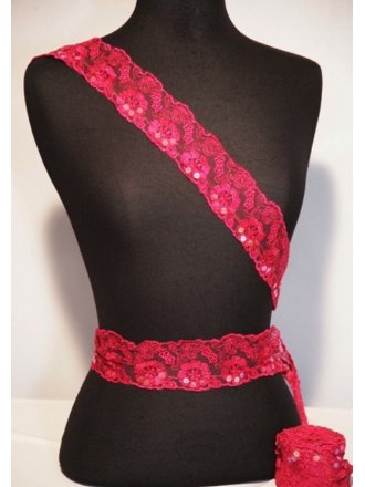 Cerise Pink Sequin Lace Trimming