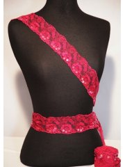 Cerise Pink Sequin Lace Trimming
