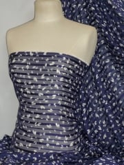 Chiffon Sheen Stripe Soft Touch Sheer Fabric- Blue/White Ivy CHF193 BLWHT