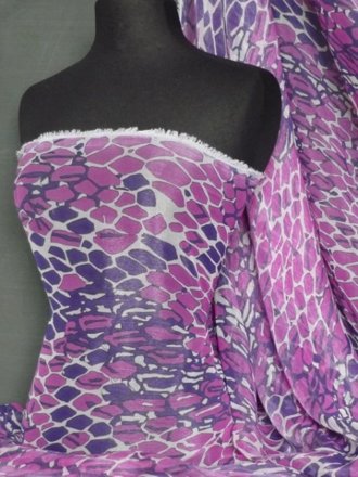 Chiffon Shimmer Sheer Fabric- Tina Abstract Q607 PPL