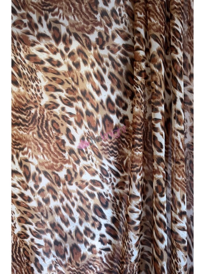 Chiffon Silk Sheer Fabric- Burnt Ember Leopard SQ958 RST