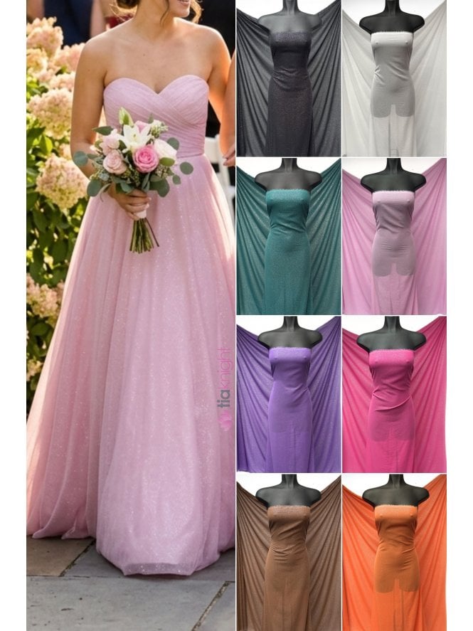 Chiffon Silver Glitter Dressmaking Decor Fabric- SQ1024