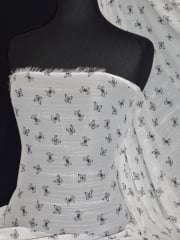 Chiffon Silver Shimmer Soft Touch Sheer Fabric - Butterfly Farm CHF194 WHTBK