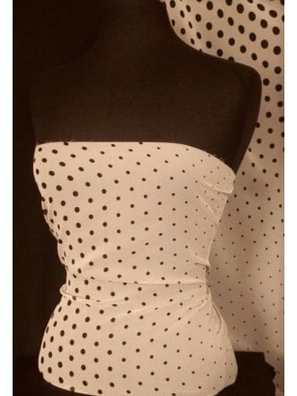 Chiffon Soft Touch Print Fabric- Nude/ Black Polka Dot Q1250 NDBK