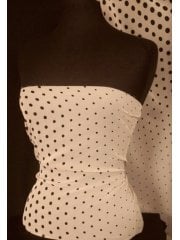Chiffon Soft Touch Print Fabric- Nude/ Black Polka Dot Q1250 NDBK