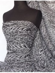 Chiffon Soft Touch Sheer Fabric- Abstract Monochrome Q685 BKWHT
