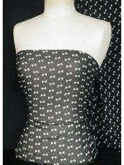 Chiffon Soft Touch Sheer Fabric - Black/White Bow Tie Q1251 BKWHT