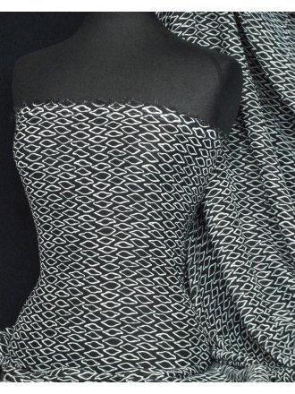 Chiffon Soft Touch Sheer Fabric- Black/White Honey Corn Q1178 BKWHT