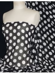 Chiffon Soft Touch Sheer Fabric - Black/White Polka CHF184 BKWH